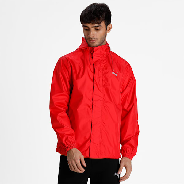Basic Men's Regular Fit Rain Jacket, High Risk Red, extralarge-IND