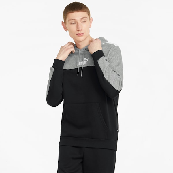 Essentials+ Block Men's Regular Fit Hoodie, Puma Black, extralarge-IND