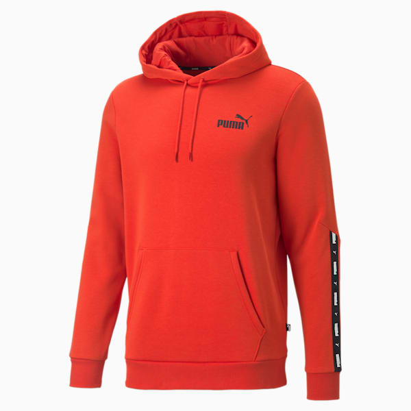 Essentials+ Tape Men’s Hoodie, Burnt Red, extralarge