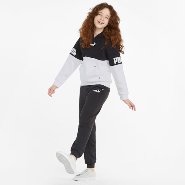Power Colour-Blocked Youth Hoodie, Puma Black, extralarge