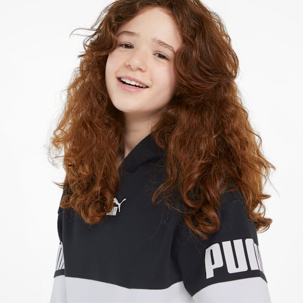 Power Colour-Blocked Youth Hoodie, Puma Black, extralarge