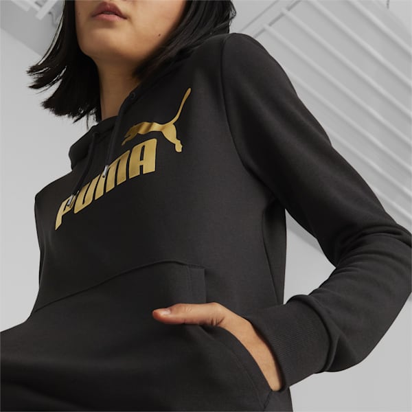 Metallic Logo Women's Regular Fit Hoodie, PUMA Black-Gold, extralarge-IND