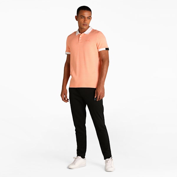 One8 Men's Jaquard Slim Fit Polo, Deep Apricot, extralarge-IND