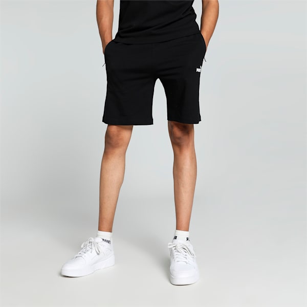 Zippered Men's Shorts, Cotton Black-Puma White, extralarge-IND