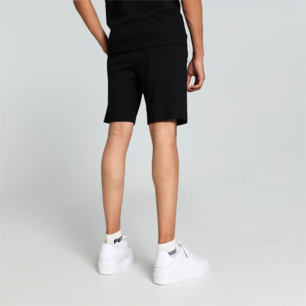 Zippered Men's Shorts, Cotton Black-Puma White, extralarge-IND