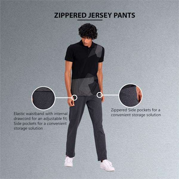 Zippered Men's Jersey Pants, Dark Gray Heather, extralarge-IND