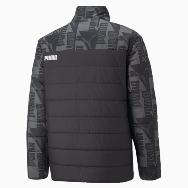Essentials+ Padded Men's Regular Fit Printed Jacket, Puma Black, extralarge-IND