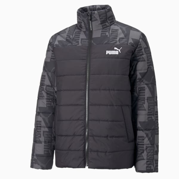 Essentials+ Padded Men's Regular Fit Printed Jacket, Puma Black, extralarge-IND