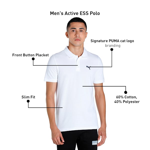 Active Men's Slim Fit Polo, PUMA White-Peacoat, extralarge-IND