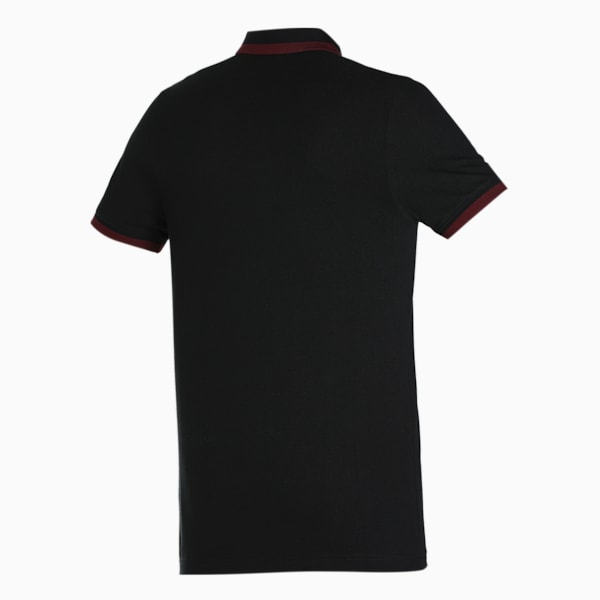 Men's Pique Tipping Slim Fit Polo, PUMA Black-Zinfandel, extralarge-IND