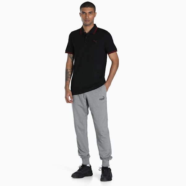 Men's Pique Tipping Slim Fit Polo, PUMA Black-Zinfandel, extralarge-IND