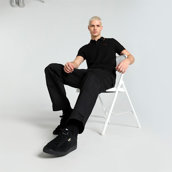Tipping Collar Men's Slim Fit Polo, PUMA Black, extralarge-IND