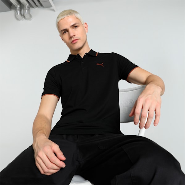 Tipping Collar Men's Slim Fit Polo, PUMA Black, extralarge-IND