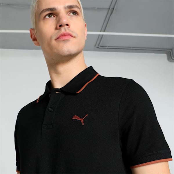Tipping Collar Men's Slim Fit Polo, PUMA Black, extralarge-IND
