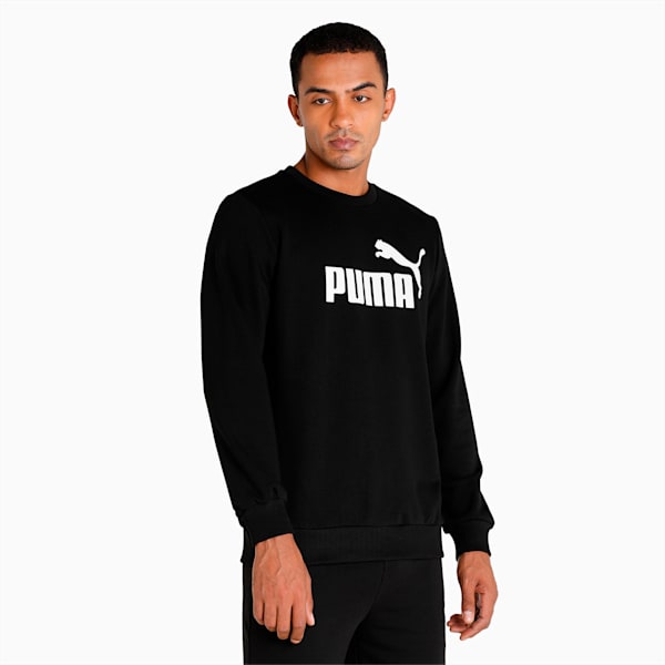 Essential Big Logo Crew Regular Fit Men's T-Shirt, Puma Black