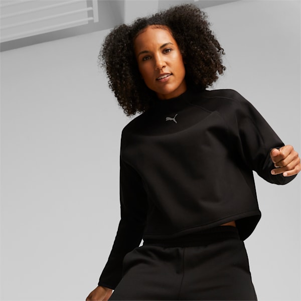 Evostripe High Neck Relaxed Fit Women Relaxed Fit Sweatshirt, Puma Black, extralarge-IND