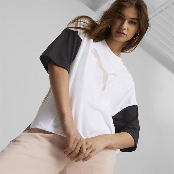 Modern Sports Women's Fashion Oversized T-Shirt, Puma White-Rose Quartz, extralarge-AUS