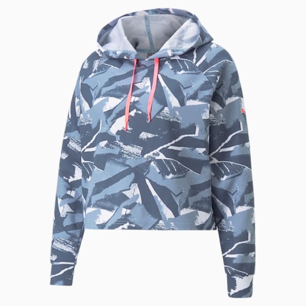 Modern Sports Women's Printed Relaxed Fit Hoodie, Blue Wash, extralarge-IND