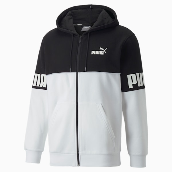 Power Men's Regular Fit Full Zip Hoodie, Puma White, extralarge-IND