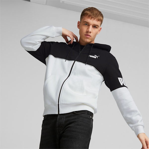 Power Men's Regular Fit Full Zip Hoodie, Puma White, extralarge-IND