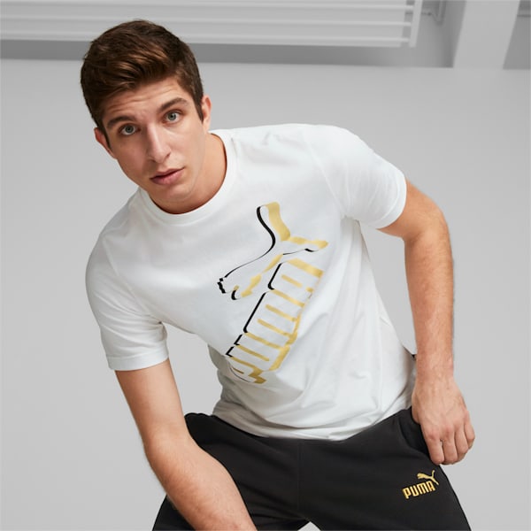 Camiseta Essentials+ con logo grande para hombre, Puma White