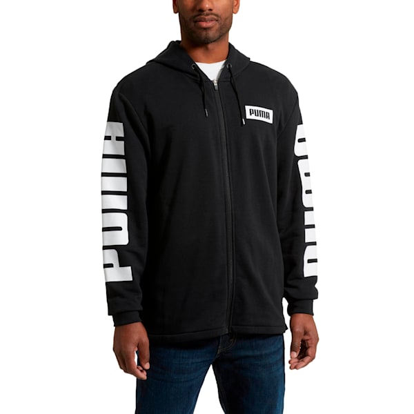 Terry Rebel Men's Full Zip Hoodie, Cotton Black, extralarge