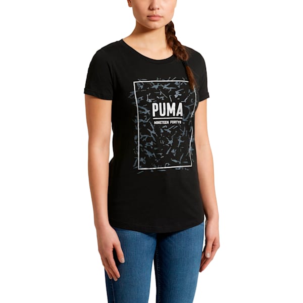 Women's Fusion Graphic Tee, Cotton Black, extralarge