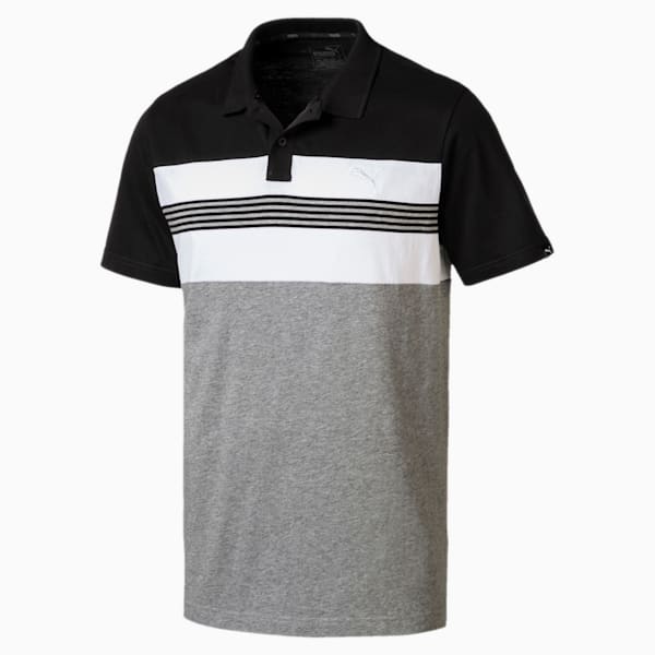 Essential Sport Stripe Jersey Polo Shirt, Cotton Black, extralarge