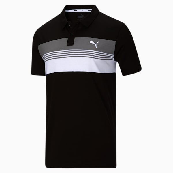 Essential Sport Stripe Jersey Polo Shirt, Puma Black-White, extralarge