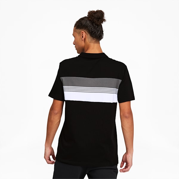 Essential Sport Stripe Jersey Polo Shirt, Puma Black-White, extralarge