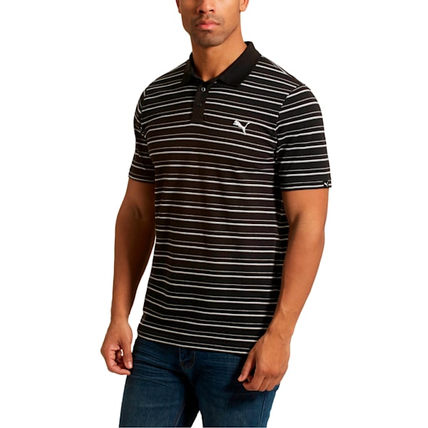 Essential Sports Stripe Pique Polo, Cotton Black, extralarge