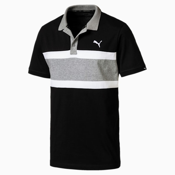 ESS Chest Stripe Jersey Polo, Cotton Black, extralarge