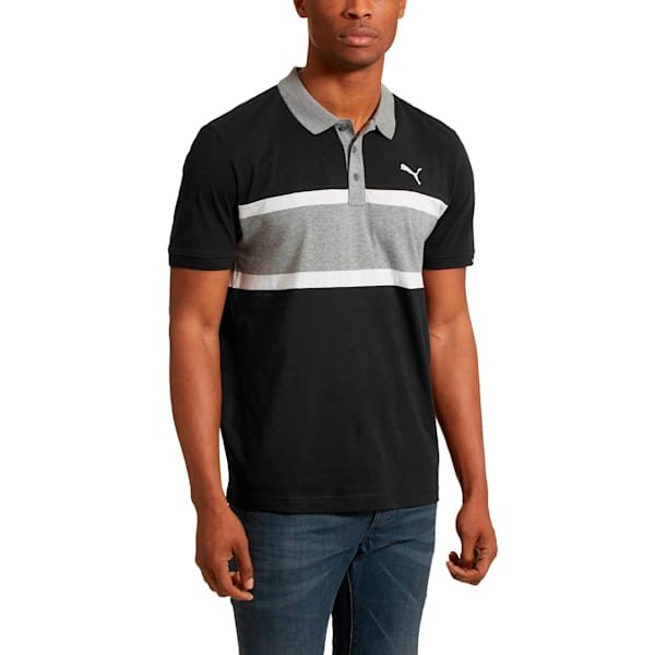 ESS Chest Stripe Jersey Polo, Cotton Black, extralarge
