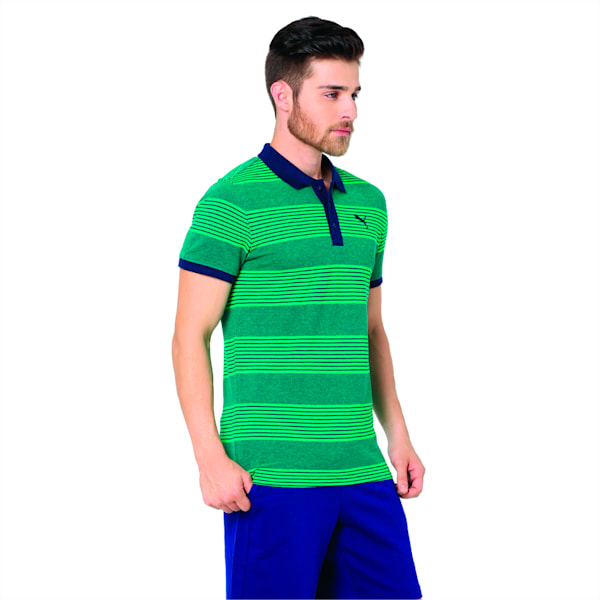 Stripe Pique Polo 1, Bright Green-Peacoat, extralarge-IND