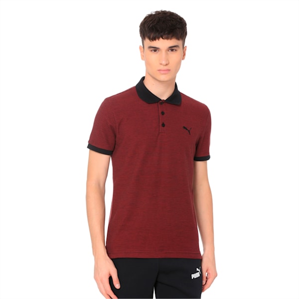 Pin Stripe Polo, Pomegranate, extralarge-IND