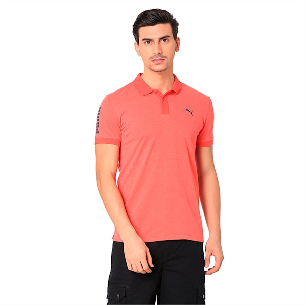 CONTRAST HEATHER POLO, Spiced Coral Heather, extralarge-IND