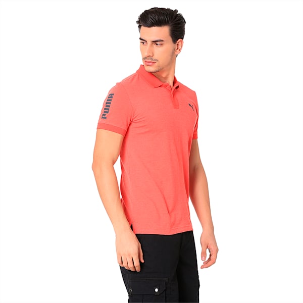 CONTRAST HEATHER POLO, Spiced Coral Heather, extralarge-IND