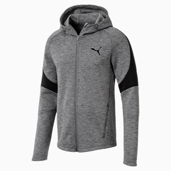 Evostripe Full Zip Men's Hoodie, Medium Gray Heather, extralarge