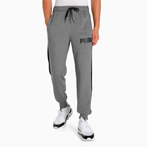 Contrast Cuffed Knitted Men's Sweatpants, Medium Gray Heather, extralarge-IND