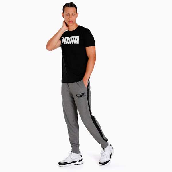 Contrast Cuffed Knitted Men's Sweatpants, Medium Gray Heather, extralarge-IND