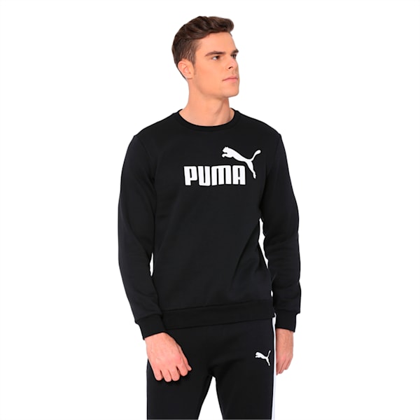 Essentials Fleece Crew Neck Men's Sweater, Puma Black, extralarge-IND