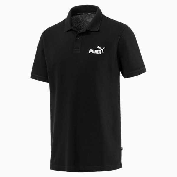Essential Short Sleeve Men's Polo Shirt, Cotton Black, extralarge