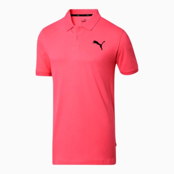 Essentials Men's Pique Polo, Bubblegum-Puma Black, extralarge