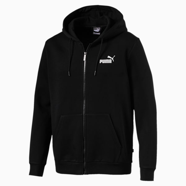 Essentials Men's Hooded Fleece Jacket, Puma Black, extralarge