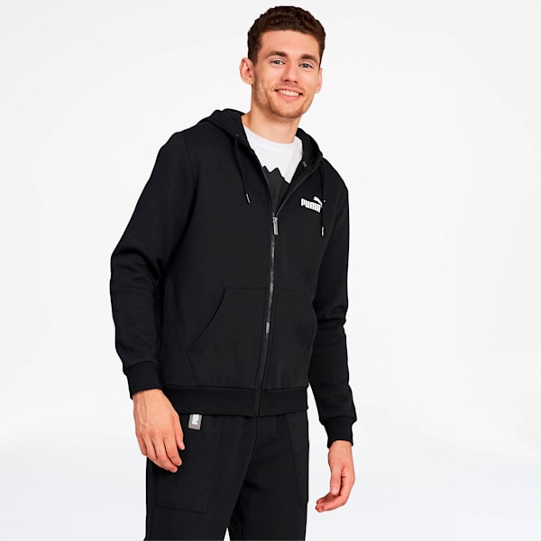 Essentials Men's Hooded Fleece Jacket, Puma Black, extralarge