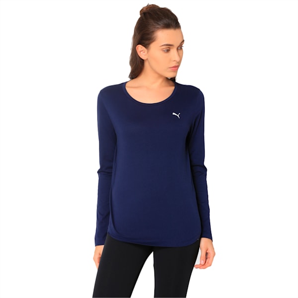 Essentials Long Sleeve Women's T-Shirt, Peacoat-Cat, extralarge-IND