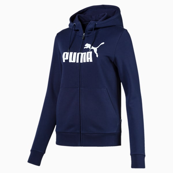 Essentials Fleece Hooded Full Zip Women's Sweat Jacket, Peacoat, extralarge-IND