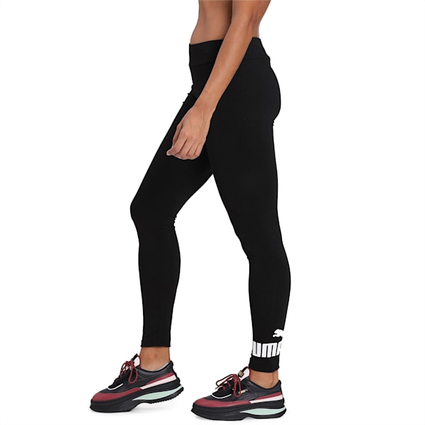 Women's Essentials Logo Leggings, Cotton Black, extralarge-IND