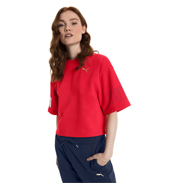 Modern Sport Women's Sweat Tee, Ribbon Red, extralarge-IND