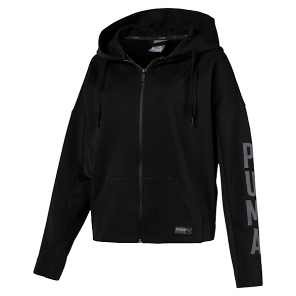 Fusion Women's Full Zip Hoodie, Cotton Black, extralarge-IND